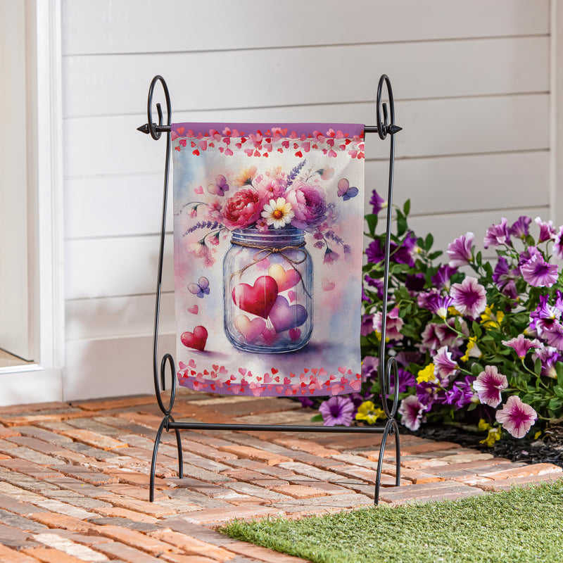 Jar Of Hearts Suede Garden Flag