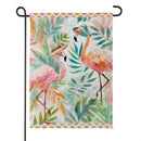 Palm Beach Flamingos Suede Garden Flag