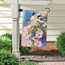 Chickadee Charm Blossoms Suede Garden Flag Garden
