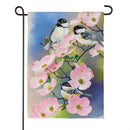 Chickadee Charm Blossoms Suede Garden Flag Garden
