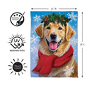 Happy Winter Golden Retriever Suede Flag Garden