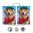 Happy Winter Golden Retriever Suede Flag Garden