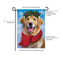Happy Winter Golden Retriever Suede Flag Garden