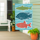 Wave Of Fish  Suede House Flag