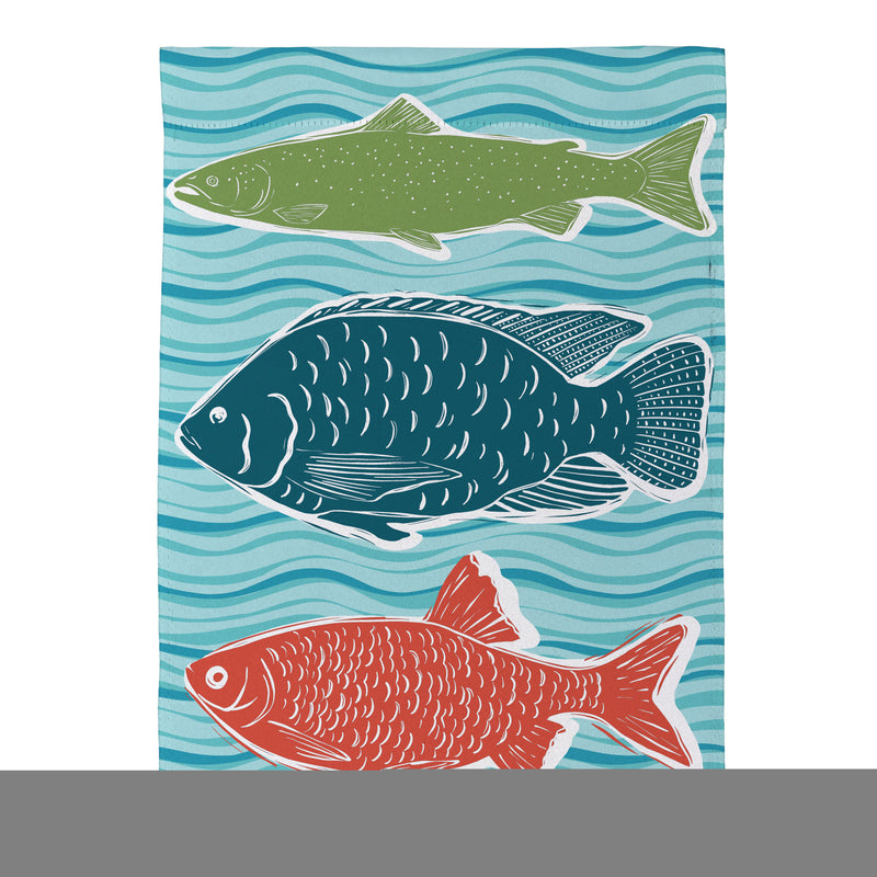 Wave Of Fish  Suede House Flag