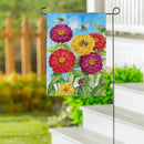 Multicolor Zinnias & Bees Suede Garden Flag