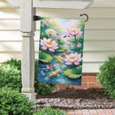 Lotus & Koi FIsh Suede Flag Garden