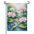 Lotus & Koi FIsh Suede Flag Garden