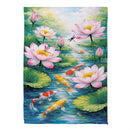 Lotus & Koi FIsh Suede Flag Garden