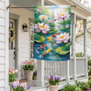 Lotus & Koi FIsh Suede Flag House