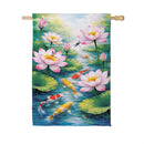 Lotus & Koi FIsh Suede Flag House
