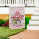 Potted Pink Germanium Suede Flag Garden