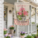 Potted Pink Germanium Suede Flag House