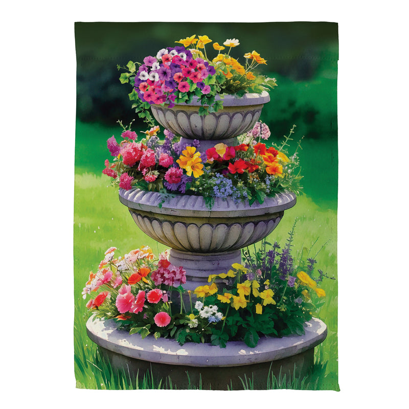 Garden Fountain Suede House Flag