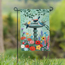 Cottage Garden Birdbath Suede Flag Garden
