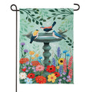 Cottage Garden Birdbath Suede Flag Garden