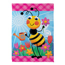 Bee Tending Garden Suede Garden Flag