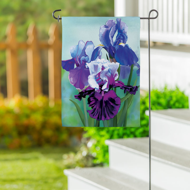 Vibrant Iris Suede Garden Flag
