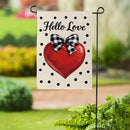 Hello Love Heart Suede Flag Garden