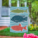 Wave Of Fish Suede Garden Flag