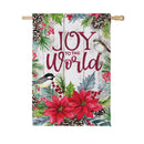 Joy To The World Floral Suede Flag House