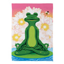 Meditating Summer Frog Suede Garden Flag