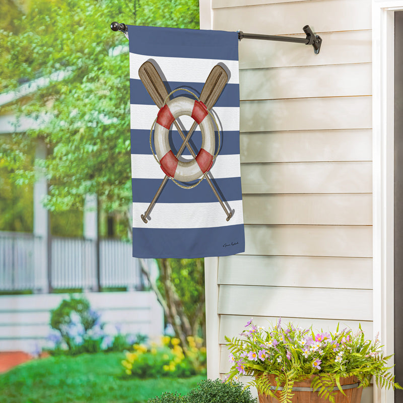 Oars & Canoe Front Back Suede House Flag