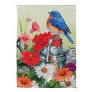 Watering Can Bird Suede Flag Garden