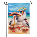 Seagull Beach Family Suede Garden Flag