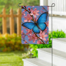 Butterfly and Cherry Blossom Delight Suede Garden Flag