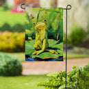 Frog Thinking Suede Flag Garden