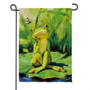 Frog Thinking Suede Flag Garden