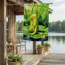 Frog Thinking Suede Flag House