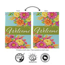 Vivid Floral Welcome Suede Flag Garden