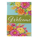 Vivid Floral Welcome Suede Flag House