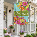 Vivid Floral Welcome Suede Flag House