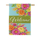 Vivid Floral Welcome Suede Flag House
