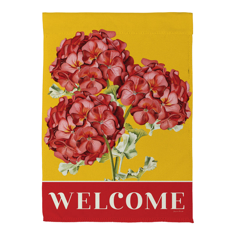 Red Vibrant Geraniums Suede Garden Flag