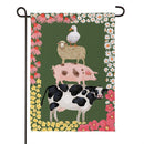 Hillside Pasture Stacked Animals Suede Flag Garden