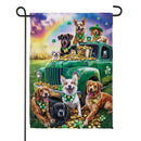St. Patrick Dogs & Truck Suede Flag Garden