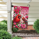 Cardinal Lovers Suede Garden Flag