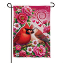 Cardinal Lovers Suede Garden Flag