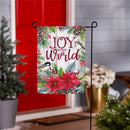 Joy To The World Floral Suede Flag Garden