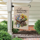 Welcome Friends Floral Wagon Suede Flag Garden