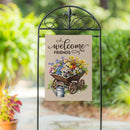 Welcome Friends Floral Wagon Suede Flag Garden