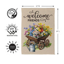 Welcome Friends Floral Wagon Suede Flag Garden