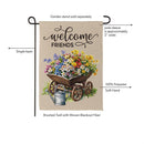 Welcome Friends Floral Wagon Suede Flag Garden