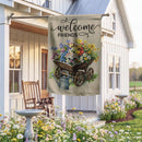 Welcome Friends Floral Wagon Suede Flag House