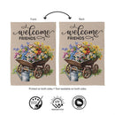 Welcome Friends Floral Wagon Suede Flag House