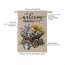 Welcome Friends Floral Wagon Suede Flag House